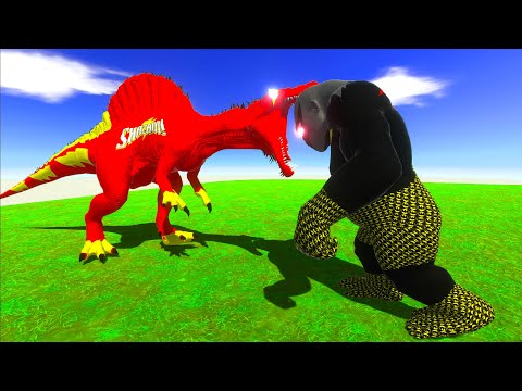 SHAZAM SPINO vs BATMAN GORO vs RED BATMAN T-REX vs SPIDERMAN T-REX - Animal Revolt Battle Simulator