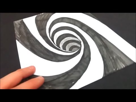 3 Boyutlu Delik Çizimi___ Drawing a Spiral Hole - Anamorphic Trick Art Illusion