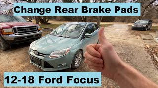 How To Change Rear Brake Pads Ford Focus 12 13 14 15 16 17 18 2012 2013 2014 2015 2016 2017 2018
