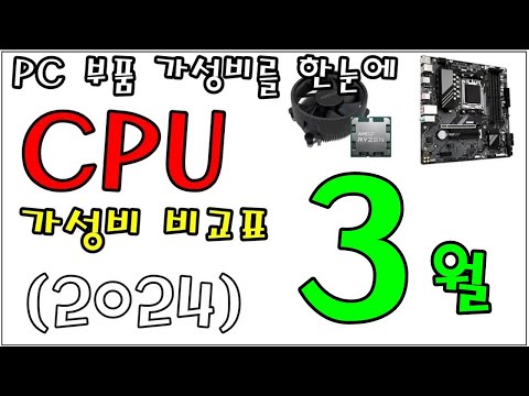"CPU 가성비 비교표" CPU +  쿨러 + 메인보드 + 메모리 가격을 한눈에 비교 " (2024년 3월)