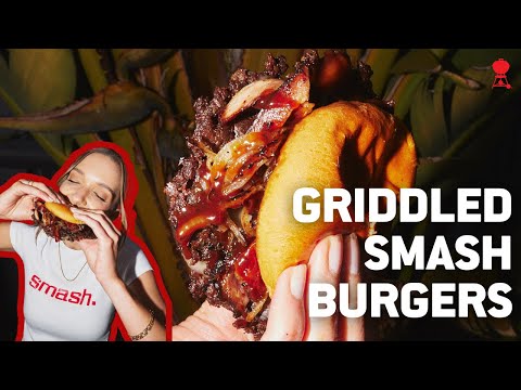 Smash burgers on the Weber Slate Griddle