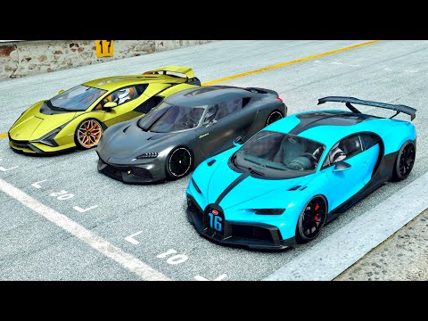 Bugatti Chiron Pur Sport vs Koenigsegg Gemera vs Lamborghini Sian at Brands Hatch