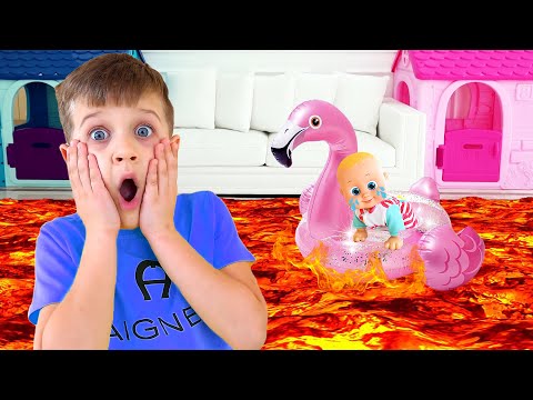 Diana and Roma Pretend Play the Floor is Lava Story for Children