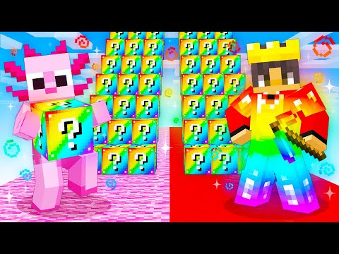 Playing an OP LUCKY BLOCK STAIRCASE RACE in Minecraft!