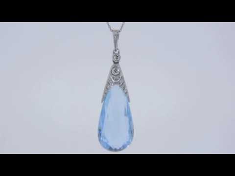 Buy 40.0ct briolette aquamarine & diamond tear-drop pendant www.jethromarles.co.uk
