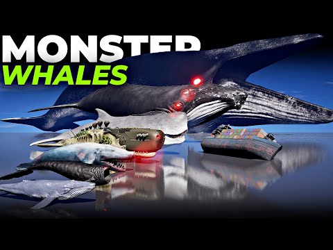 Epic Monster Whales | Space Blue Whale vs Moby Dick vs Aircraft Humpback Whale Size Comparison 3D