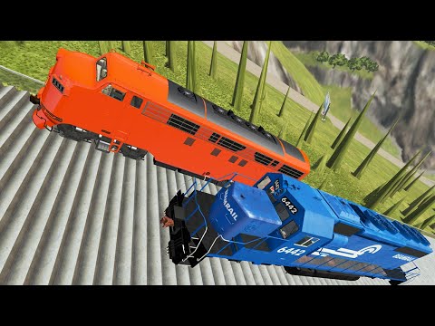 Trains Vs Dangerous Stairs - BeamNG Drive