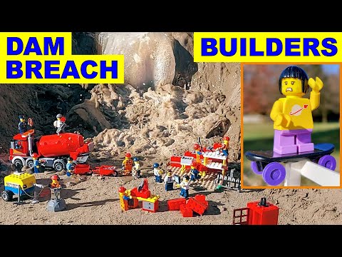 LEGO DAM BREACH - Many BUILDERS REBUILD with a TRUCK MIXER - Ep 7