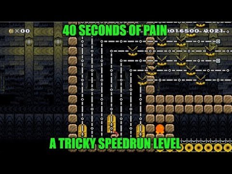 "40 Seconds Of Pain". A Challenging Super Mario Maker Speedrun (Clear Run And Upload Attempts)