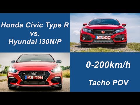 Honda Civic Type R vs. Hyundai i30N Performance - 0-200km/h Tacho POV