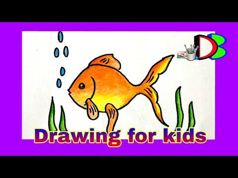 How to Draw a Fish For kids |  Easy and simple Drawing of a Goldfish | step by step Drawing Video