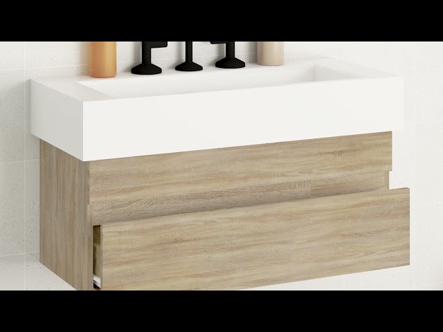 Video Teaser für 804758 vidaXL Sink Cabinet Sonoma Oak 90x38,5x45 cm Engineered Wood