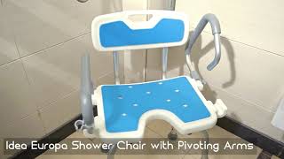 Bath Shower Chair with Pivoting Arms Heavy Duty Adjustable Shower Bench Stool for Elderly, Disabled