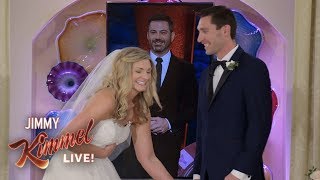 Jimmy Kimmel &amp; Celine Dion Surprise Couple Getting Married in Las Vegas