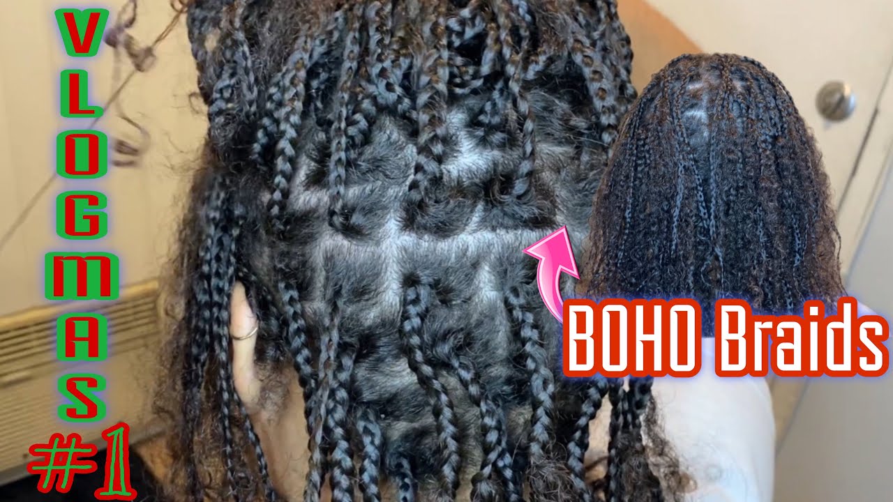 VLOGMAS DAY 1 | BOHO Mini Braids … yup this is all my hair | Best Hairstyle For Retaining Length