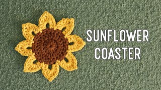 Crochet Sunflower Coaster Tutorial | Crochet Flower Appliqué | Liene PixCut S1