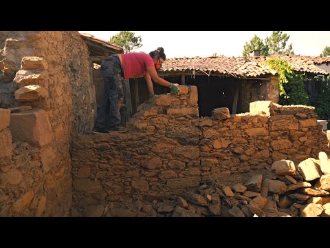 Stone walls coming down and up! Renovating an abandoned farm (39)