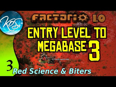 Factorio 1.0 Entry Level to Megabase 3, Ep 3: RED SCIENCE & TURRET CREEP - Guide, Tutorial
