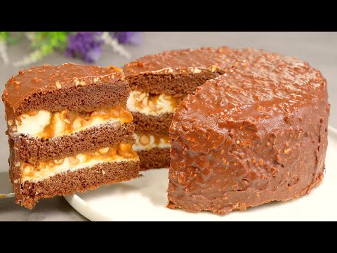 Snickers cake that will melt in your mouth! Cake in 15 minutes! Simple and very tasty!