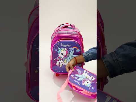 Novex India - Unicorn Backpack Trolley bags for kids with lunch bag and pencil box #backtoschool