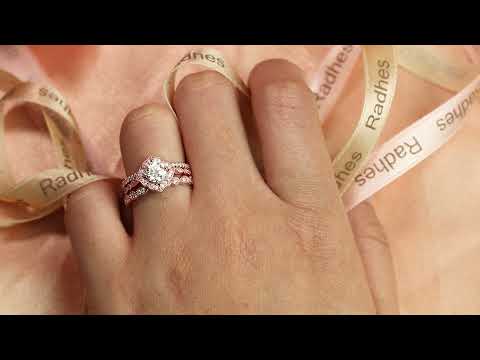 Art deco Vintage 6mm Round cut Moissanite Trio Wedding Bridal Ring Set in Rose Gold