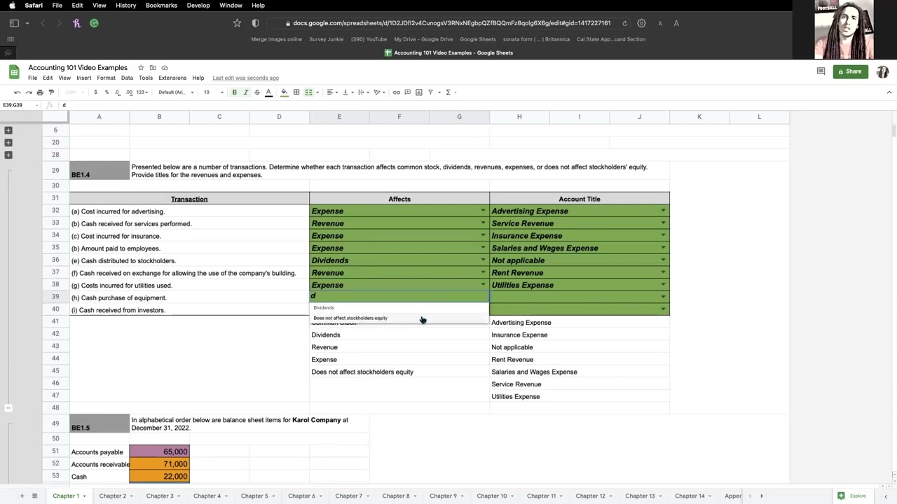 Chapter 1 Brief Exercises Accounting 101