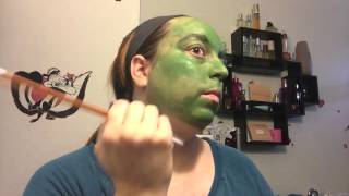 Green Halloween makeup test - hulk witch ninja turtle frog goblin zombie