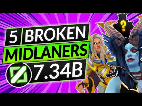5 MOST BROKEN MID LANERS in the NEW 7.34b Patch - BEST MID HEROES - Dota 2 Tier List Guide