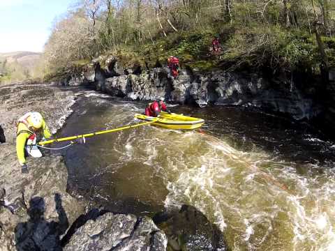 R3SAR using Reach and Rescue pole wth a rescue sled/boat