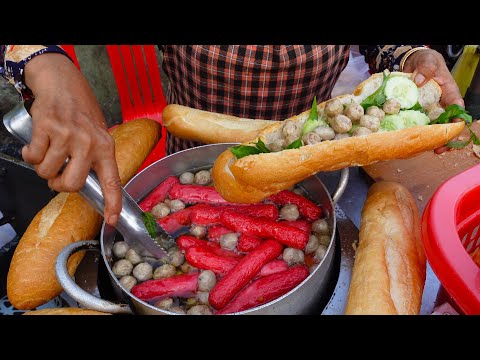 So Yummy! Popular $1.25 Meatball Bread | Cambodian Street Food