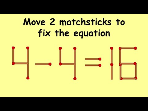 4-4=16 genius can correct this equation | Match stick puzzle #120 | Puzzles with Answer