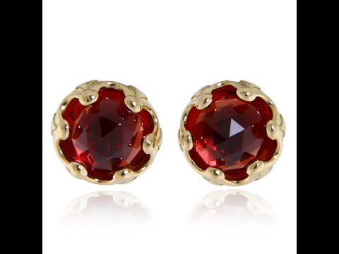 Cercei Stud Aur Galben 14k Granat Natural Colectia Miniature Royals - Stralucire Regala