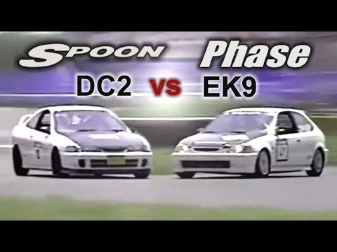 [ENG CC] Spoon Integra Type R DC2 vs. Phase Civic Type R EK9 battle Tsukuba 1997