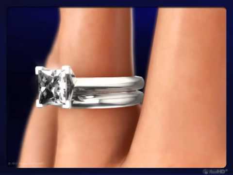 1.50Ct Princess Cut Tapered Knife Edge Style Engagement Ring in White Gold