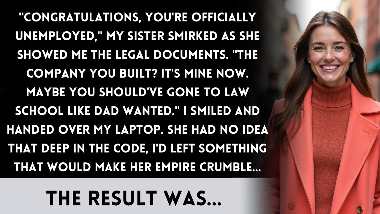 My sister used her legal skills to steal my tech company, but my secret code changed everything.