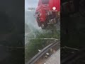 Man Truck Dangle Over Cliff After Bridge Collapses In China