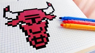 Handmade Pixel Art - How To Draw Chicago Bulls Log