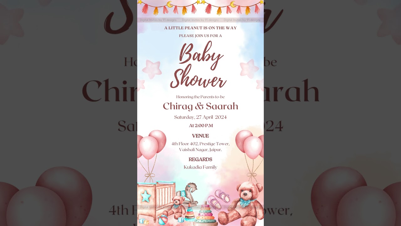 Mint Green & Gold Baby Shower Invite