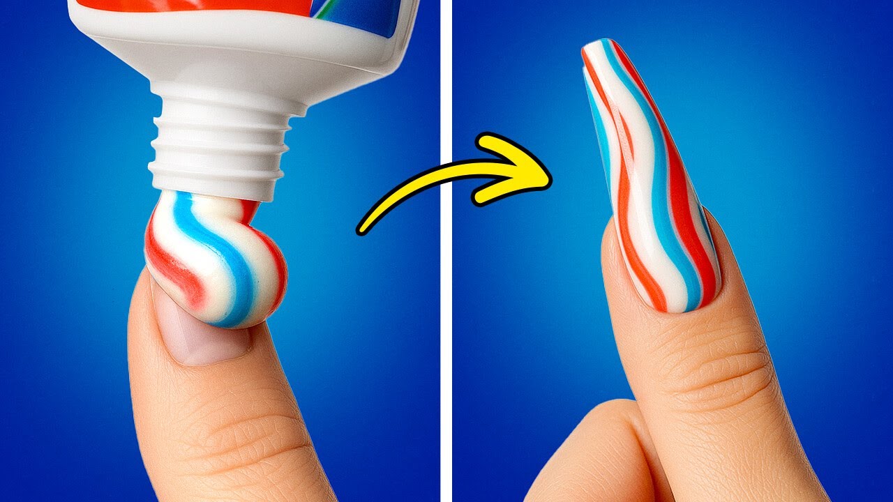 🪥 TOOTHPASTE NAIL DESIGN?! Try These Crazy Nail Art Hacks at Home 💅✨