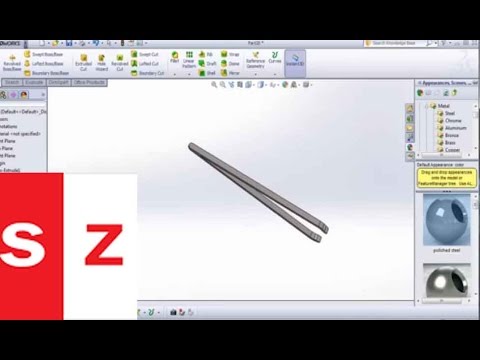 Solidworks初心者チュートリアル、ピンセット。スケッチ、ボス押し出し、平面、スマートディメンション (Solidworks Beginner Tutorial, Tweezers. Sketch, Boss Extrude, Planes, Smart Dimension)