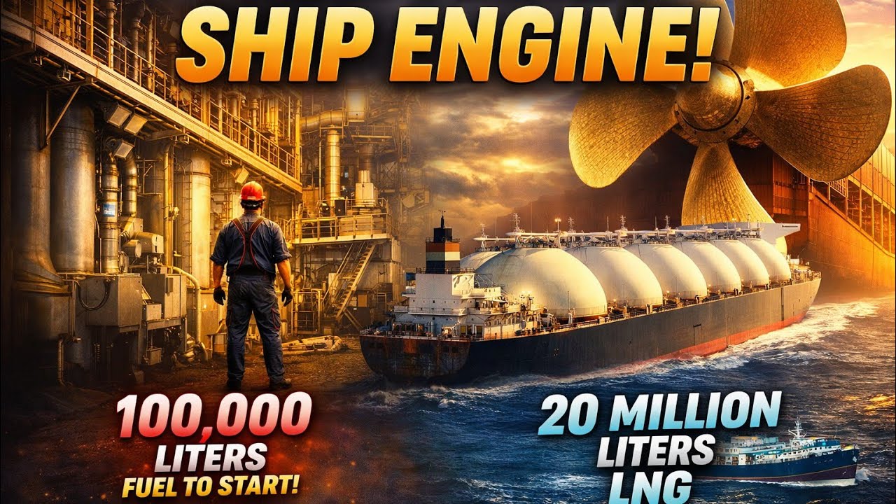 Inside the World’s Largest Ship Engine (100,000 Liters Just to Start!)
