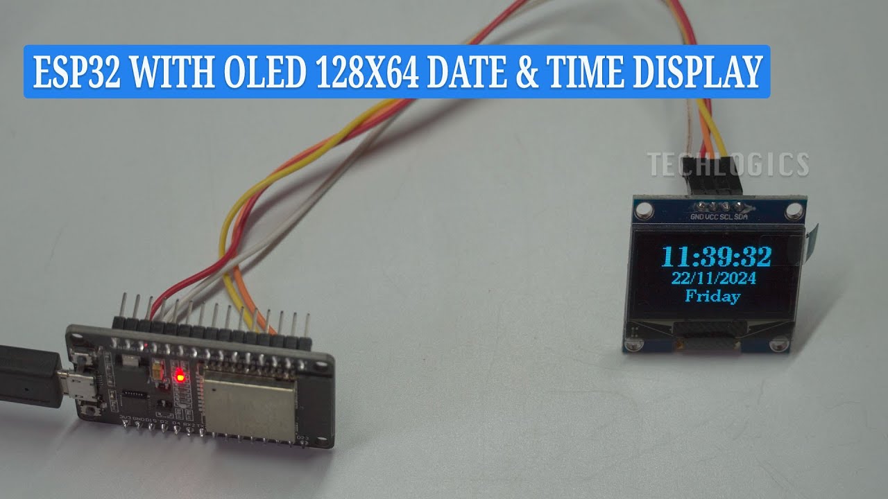 How to Create an Internet Clock with ESP32 & OLED 128x64 Display | Live Date & Time Tutorial