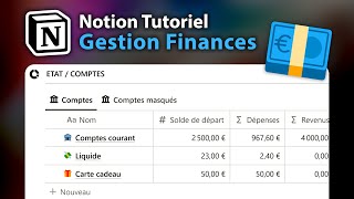 Notion Tutoriel - Gestion Finances 🏛️💸💳🎁 : Créer une application de A à Z