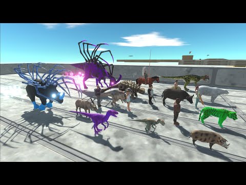 Escape from PARASAUROLOPHUS & RHINO ALIENS - Animal Revolt Battle Simulator