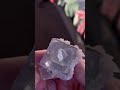 Translucent Fluorite octahedral crystal with Calcite crystals. Mined 1980's Naica, Chihuahua, Mexico