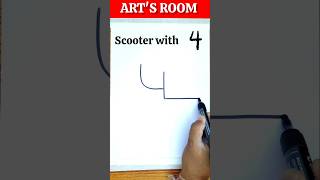 How To Draw A Scooter With Number 4 | Easy Drawing #shorts #youtubeshorts #drawing #easydrawing
