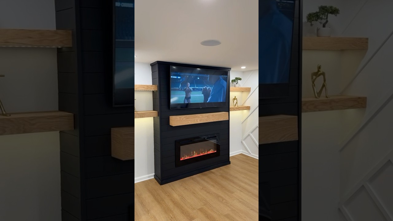 Custom made electric fireplace #diy #process #fireplace #accentwall