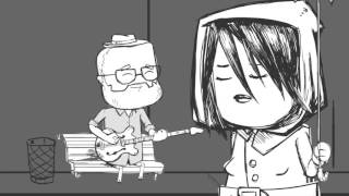 Sad Girl Walking in the Rain