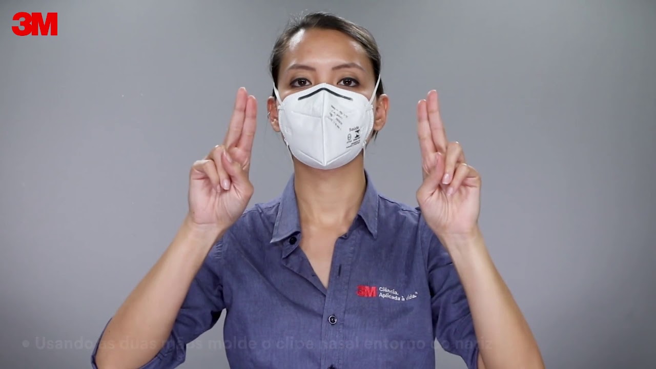 3M Colocação correta da máscara hospitalar PFF2 (Dobrável)
