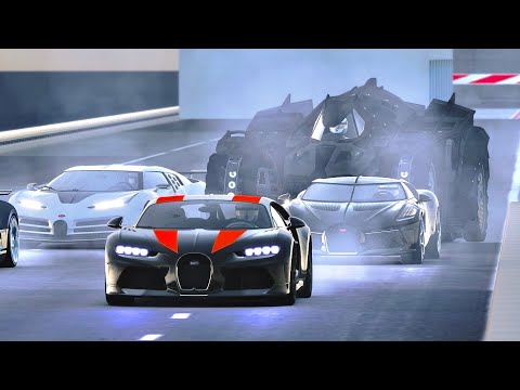Bugatti Hypercars vs Batmobile - Drag Night Race 20 KM